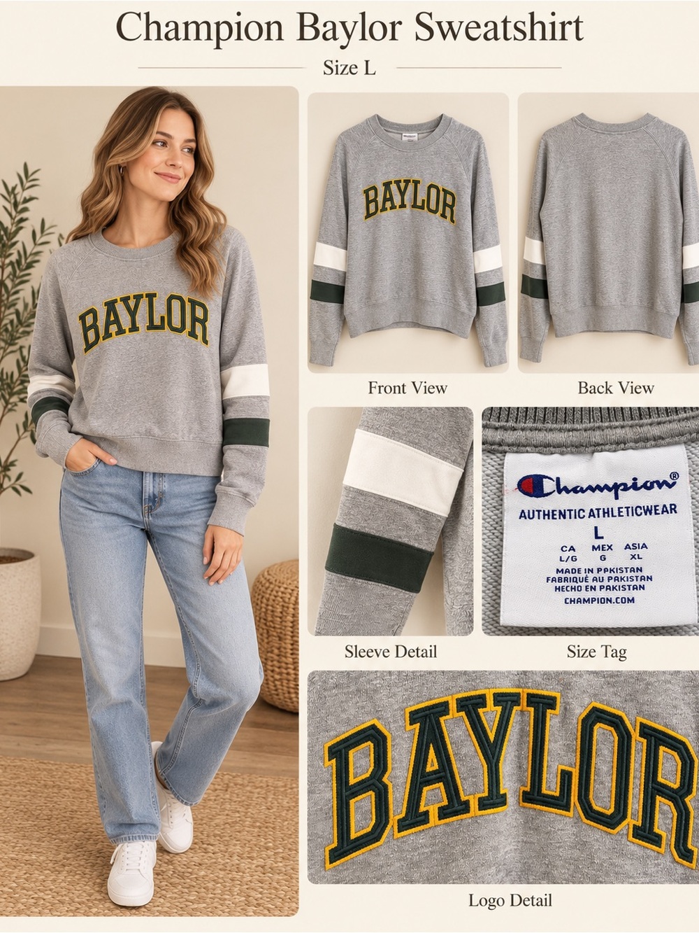 Champion Baylor Gray Crewneck Sweatshirt
